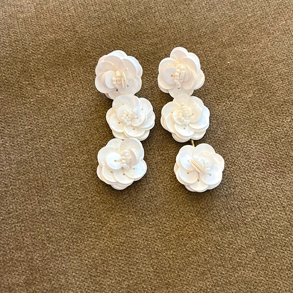 J Crew white flowered earrings
